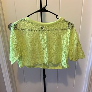 Neon Green floral net crop top